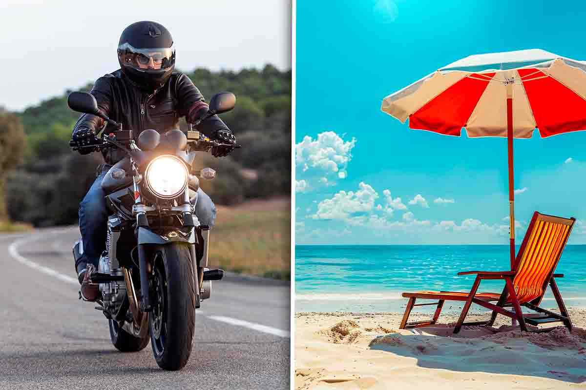 In moto sulla spiaggia