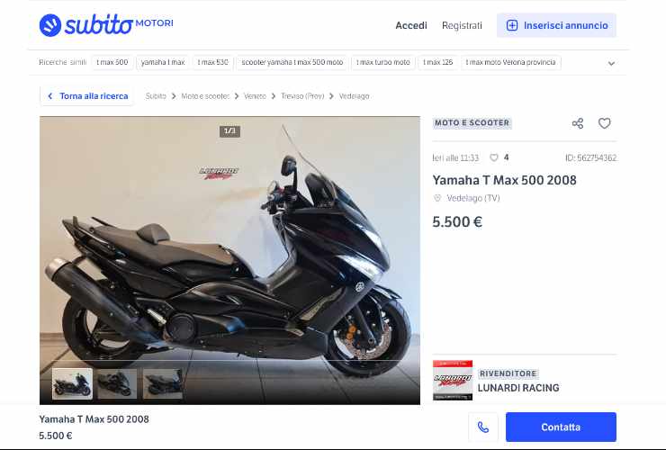 Yamaha T-Max sul mercato dell'usato